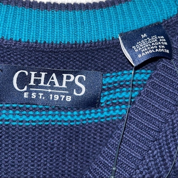 Chaps Original Crewneck Striped Cotton Sweater New - Picture 2 of 4
